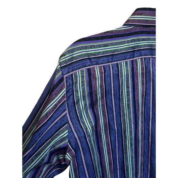 ETRO Authentic Buttons up Stripes Shirt Made in Italy Size M Long Sleeves - Picture 6 of 11